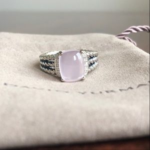 David Yurman Petite Wheaton Ring with Rose Quartz